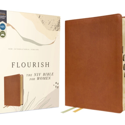 Flourish: The NIV Bible for Women, Leathersoft, Brown, Thumb Indexed, Comfort Print