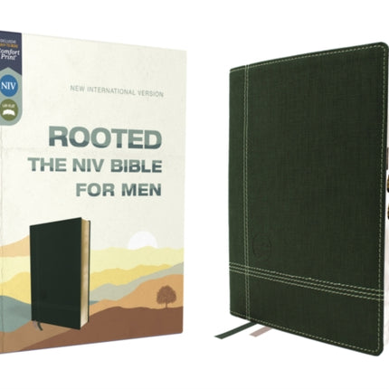 Rooted: The NIV Bible for Men, Leathersoft, Green, Thumb Indexed, Comfort Print