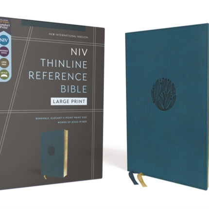 NIV, Thinline Reference Bible (Deep Study at a Portable Size), Large Print, Leathersoft, Teal, Red Letter, Comfort Print