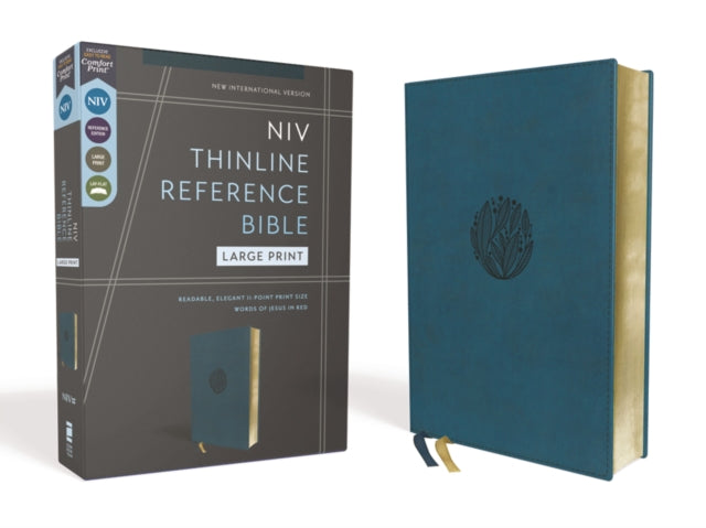 NIV, Thinline Reference Bible (Deep Study at a Portable Size), Large Print, Leathersoft, Teal, Red Letter, Comfort Print