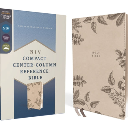 NIV, Compact Center-Column Reference Bible, Leathersoft, Stone, Red Letter, Comfort Print