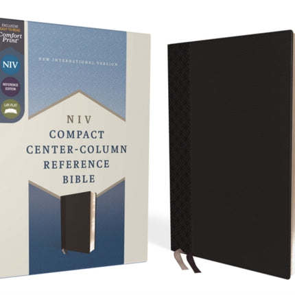 NIV, Compact Center-Column Reference Bible, Leathersoft, Black, Red Letter, Comfort Print