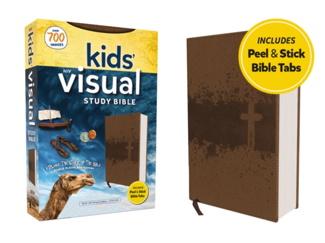 NIV, Kids' Visual Study Bible, Leathersoft,  Bronze, Full Color Interior, Peel/Stick Bible Tabs: Explore the Story of the Bible---People, Places, and History