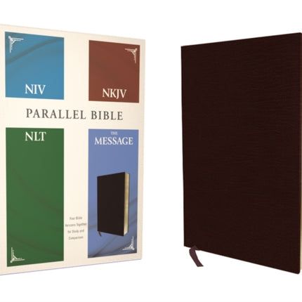 NIV NKJV NLT The Message Contemporary Comparative Parallel Bible Bonded Leather Burgundy