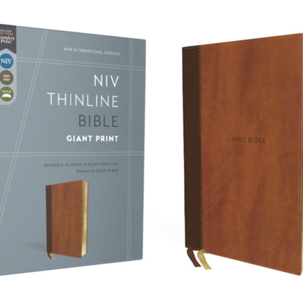 NIV, Thinline Bible, Giant Print, Leathersoft, Brown, Red Letter, Comfort Print