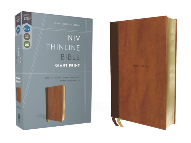 NIV, Thinline Bible, Giant Print, Leathersoft, Brown, Red Letter, Comfort Print