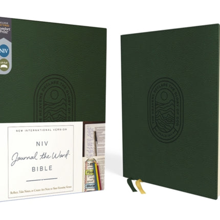 NIV, Journal the Word Bible (Perfect for Note-Taking), Leathersoft, Green, Red Letter, Comfort Print: Reflect, Take Notes, or Create Art Next to Your Favorite Verses