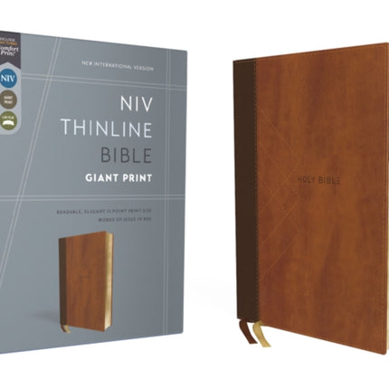 NIV, Thinline Bible, Giant Print, Leathersoft, Brown, Red Letter, Thumb Indexed, Comfort Print