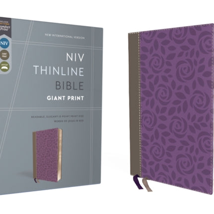 NIV, Thinline Bible, Giant Print, Leathersoft, Gray/Purple, Red Letter, Thumb Indexed, Comfort Print