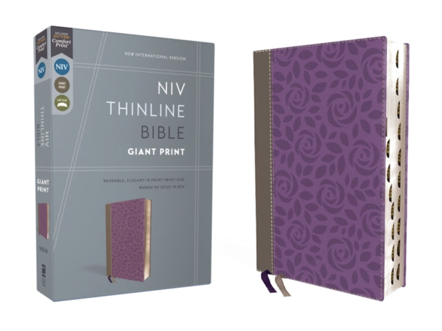 NIV, Thinline Bible, Giant Print, Leathersoft, Gray/Purple, Red Letter, Thumb Indexed, Comfort Print