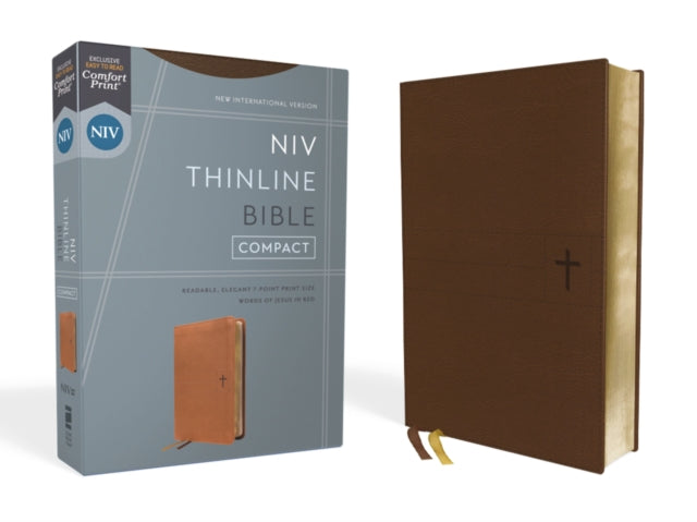 NIV, Thinline Bible, Compact, Leathersoft, Brown, Red Letter, Comfort Print