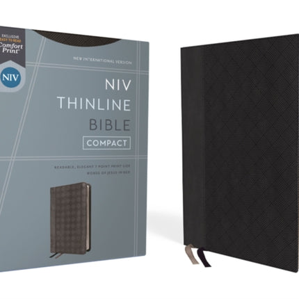 NIV, Thinline Bible, Compact, Leathersoft, Black/Gray, Red Letter, Comfort Print