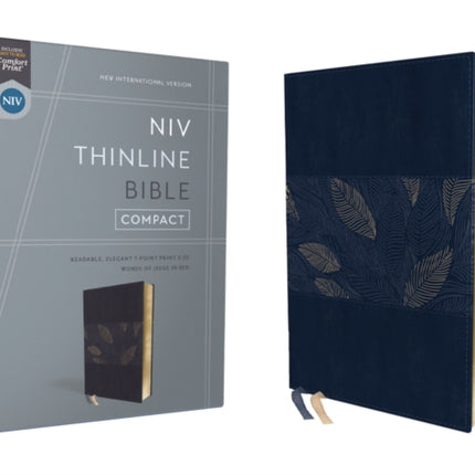 NIV, Thinline Bible, Compact, Leathersoft, Blue Floral, Red Letter, Comfort Print