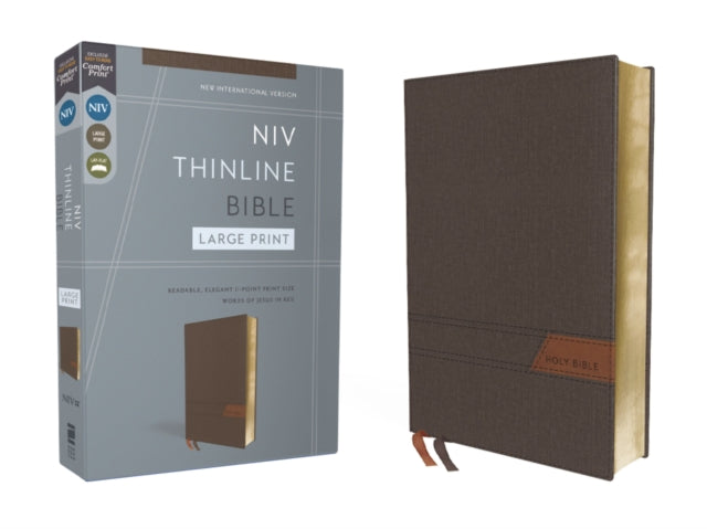 NIV, Thinline Bible, Large Print, Cloth Flexcover, Gray, Red Letter, Comfort Print