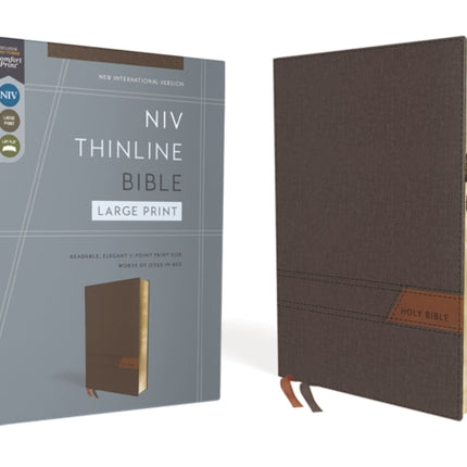 NIV, Thinline Bible, Large Print, Cloth Flexcover, Gray, Red Letter, Thumb Indexed, Comfort Print