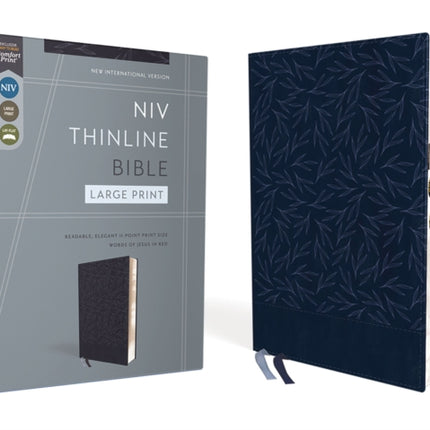 NIV, Thinline Bible, Large Print, Leathersoft, Navy, Red Letter, Thumb Indexed, Comfort Print