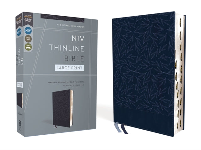 NIV, Thinline Bible, Large Print, Leathersoft, Navy, Red Letter, Thumb Indexed, Comfort Print