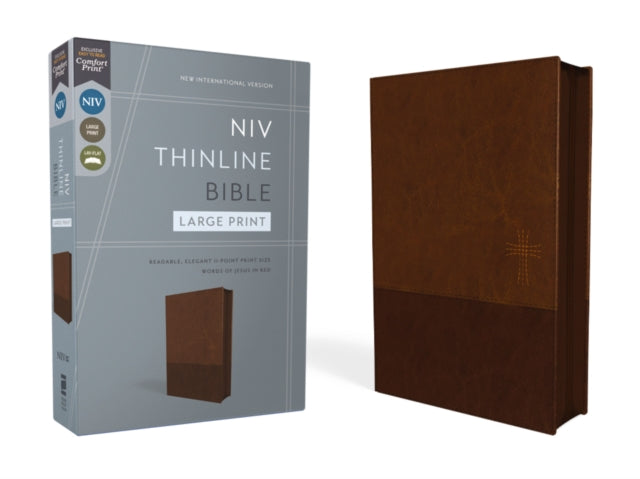 Niv Thinline Bible Large Print Leathersoft Brown Zippered Red Letter Comfort Print