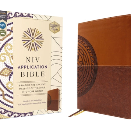 NIV Application Bible Leathersoft Brown Red Letter Thumb Indexed Comfort Print
