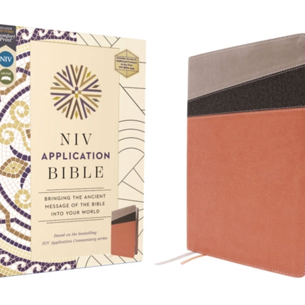 NIV Application Bible Leathersoft CoralGray Red Letter Thumb Indexed Comfort Print