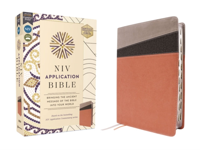 NIV Application Bible Leathersoft CoralGray Red Letter Thumb Indexed Comfort Print