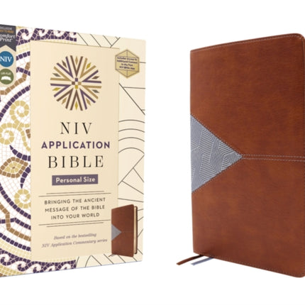 NIV Application Bible Personal Size Leathersoft BrownBlue Red Letter Indexed Comfort Print