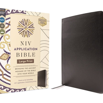 NIV Application Bible Large Print European Bonded Leather Black Red Letter Indexed Comfort Print