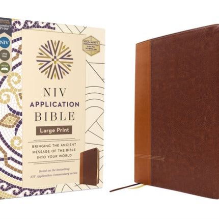 NIV Application Bible Large Print Leathersoft Brown Red Letter Comfort Print