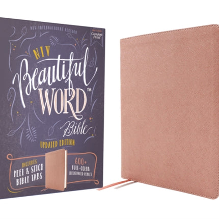 NIV Beautiful Word Bible Updated Edition PeelStick Bible Tabs Leathersoft Pink Red Letter Comfort Print