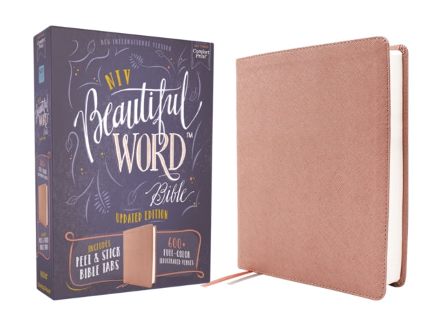 NIV Beautiful Word Bible Updated Edition PeelStick Bible Tabs Leathersoft Pink Red Letter Comfort Print