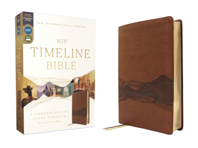 NIV Timeline Bible Leathersoft Brown Red Letter Comfort Print