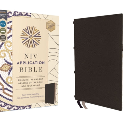 NIV Application Bible Genuine Leather Calfskin Black Red Letter Thumb Indexed Comfort Print
