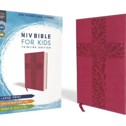 NIV, Bible for Kids, Large Print, Leathersoft, Pink, Red Letter, Comfort Print: Thinline Edition