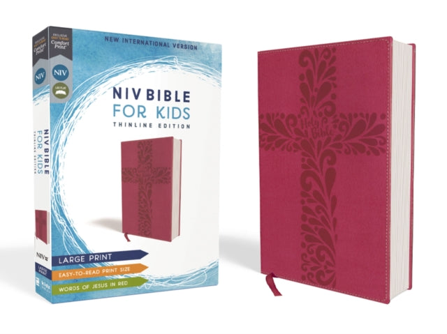 NIV, Bible for Kids, Large Print, Leathersoft, Pink, Red Letter, Comfort Print: Thinline Edition