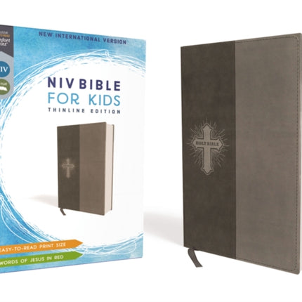 NIV, Bible for Kids, Leathersoft, Gray, Red Letter, Comfort Print: Thinline Edition