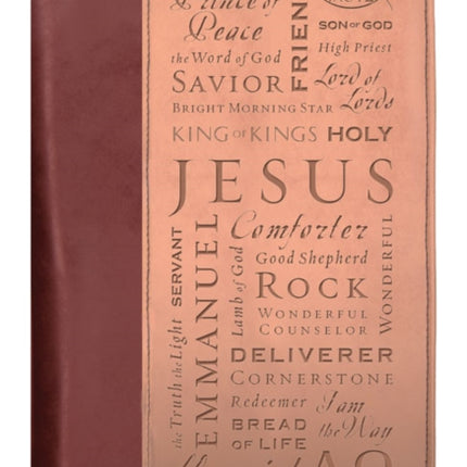 Names of Jesus Bible Cover Zippered Italian DuoTone Imitation Leather BrownTan Extra Large