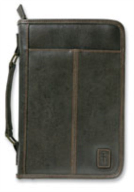 Aviator Bible Cover for Men Zippered with Handle Leather Look Brown Large