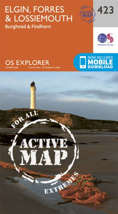 Elgin Forres  Lossiemouth Map  Weatherproof  Burghead  Findhorn  Ordnance Survey  OS Explorer Active Map 423  Scotland  Walks  Hiking  Maps  Adventure