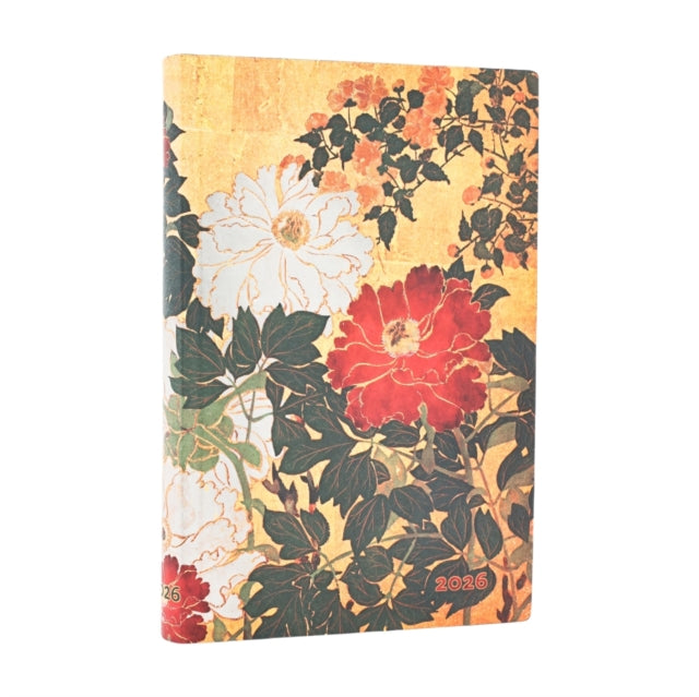 2026 Natsu Rinpa Florals Mini 12month Horizontal Softcover Flexi Dayplanner 2026 Elastic Band Closure