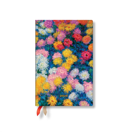 Paperblanks 2026 Monets Chrysanthemums Monets Chrysanthemums 12Month Planner Mini Horizontal Elastic Band 160 Pg 100 GSM