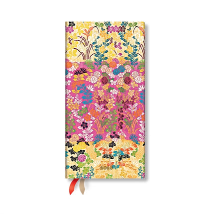 Paperblanks 2026 KaraOri Pink Japanese Kimono 12Month Planner Slim Horizontal Elastic Band 160 Pg 100 GSM