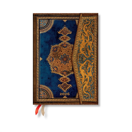 Paperblanks 2026 Safavid Indigo Safavid Binding Art 12Month Planner MIDI Horizontal Wrap 160 Pg 100 GSM