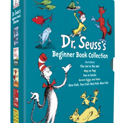 Dr. Seuss's Beginner Book Boxed Set Collection: The Cat in the Hat; One Fish Two Fish Red Fish Blue Fish; Green Eggs and Ham; Hop on Pop; Fox in Socks