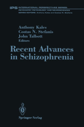 Recent Advances in Schizophrenia International Perspectives Series Studienreihe Informatik