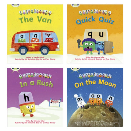 Learn to Read at Home with Bug Club Phonics Alphablocks Phase 3  Reception term 2 4 fiction books Pack A