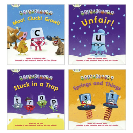 Learn to Read at Home with Alphablocks Pack 3 Pack of 4 fiction books