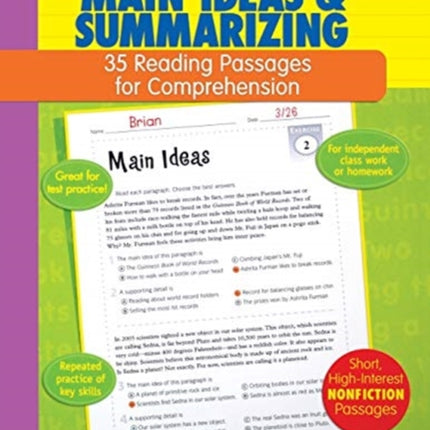 35 Reading Passages for Comprehension: Main Ideas & Summarizing: 35 Reading Passages for Comprehension