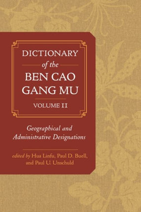 Dictionary of the Ben cao gang mu Volume 2