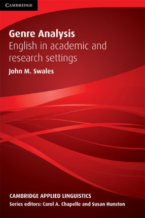 Genre Analysis English in Academic and Research Settings Cambridge Applied Linguistics