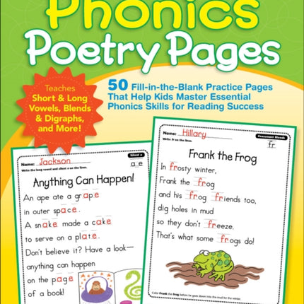 Phonics Poetry Pages 50 FillInTheBlank Practice Pages That Help Kids Master Essential Phonics Skills for Reading Success